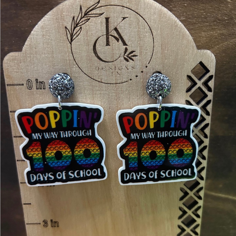 100th day of school earrings